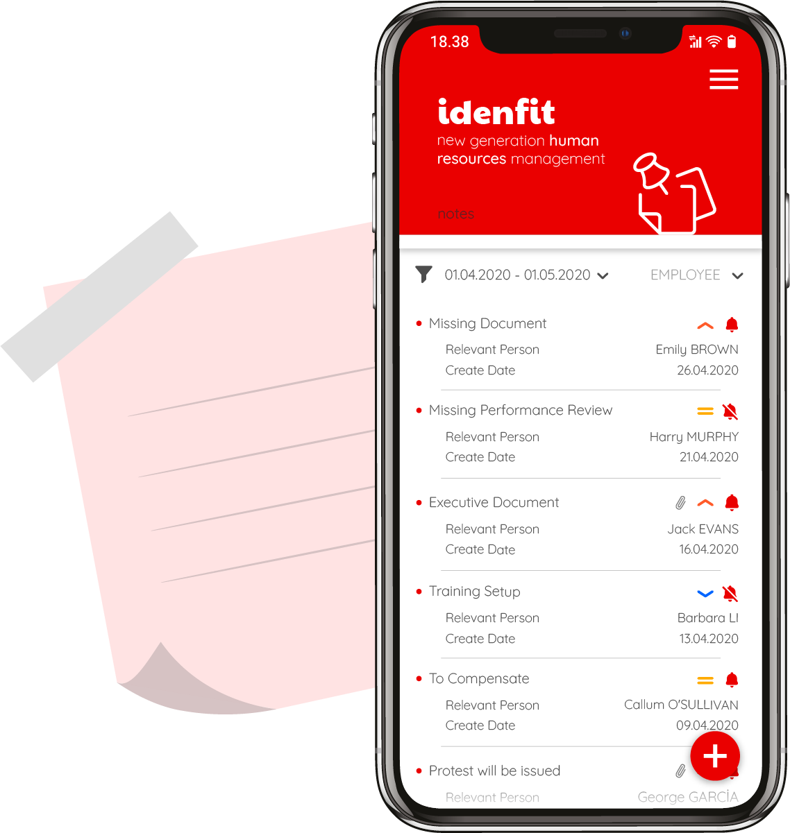 Idenfit notes module is the easiest way to take personal notes and create reminders.